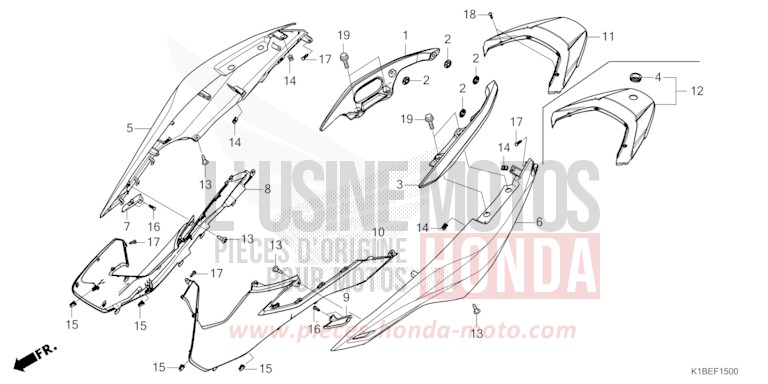 BODY COVER/REAR GRIP for Forza 350 MAT CYNOS GRAY METALLIC (NH312) from 2024